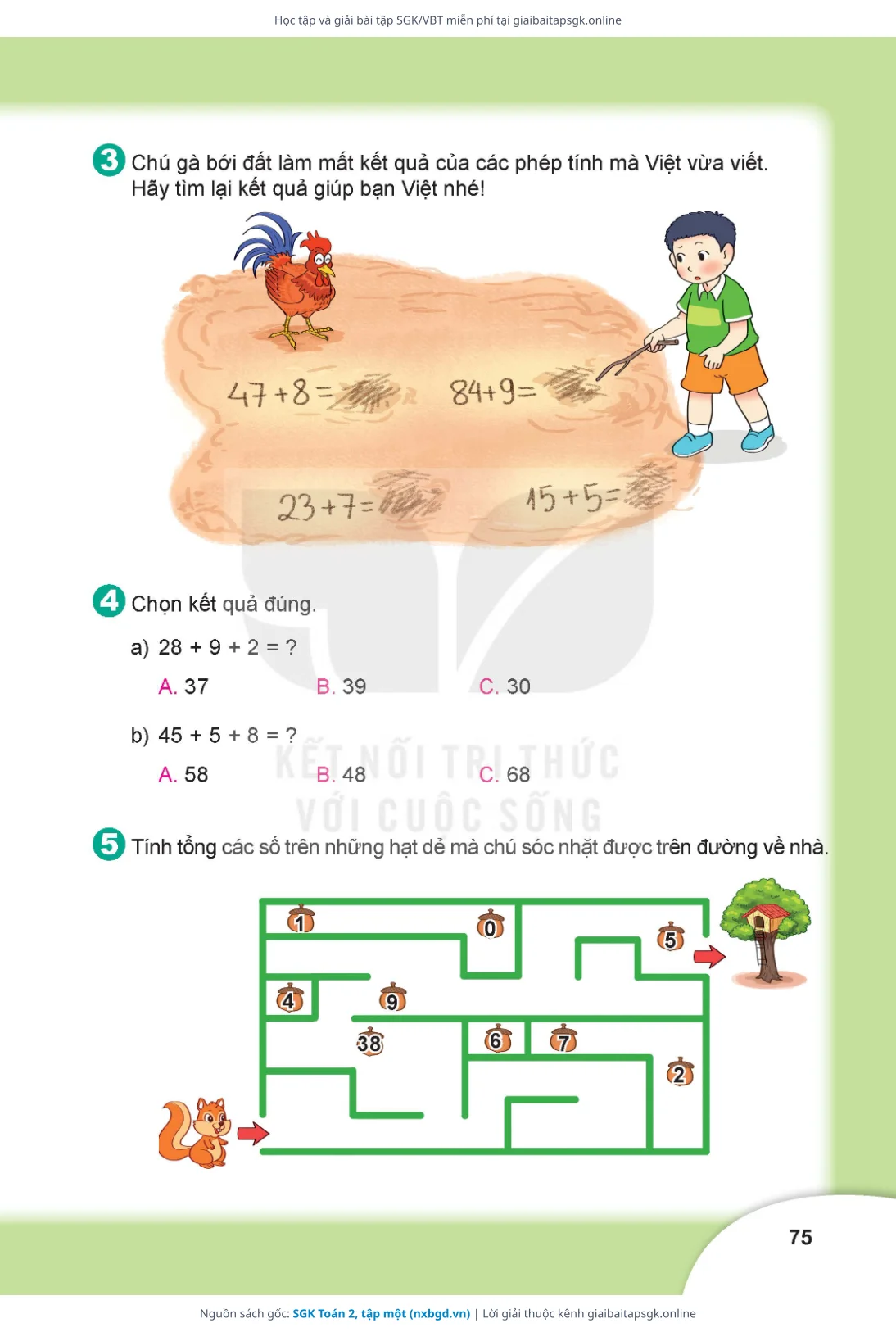 Trang 75 sách giáo khoa SGK Toán 2, tập một thu nhỏ