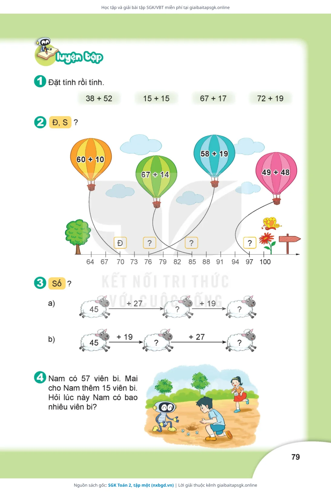 Trang 79 sách giáo khoa SGK Toán 2, tập một thu nhỏ