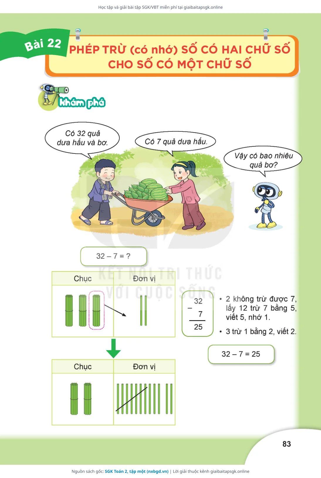 Trang 83 sách giáo khoa SGK Toán 2, tập một bản chuẩn