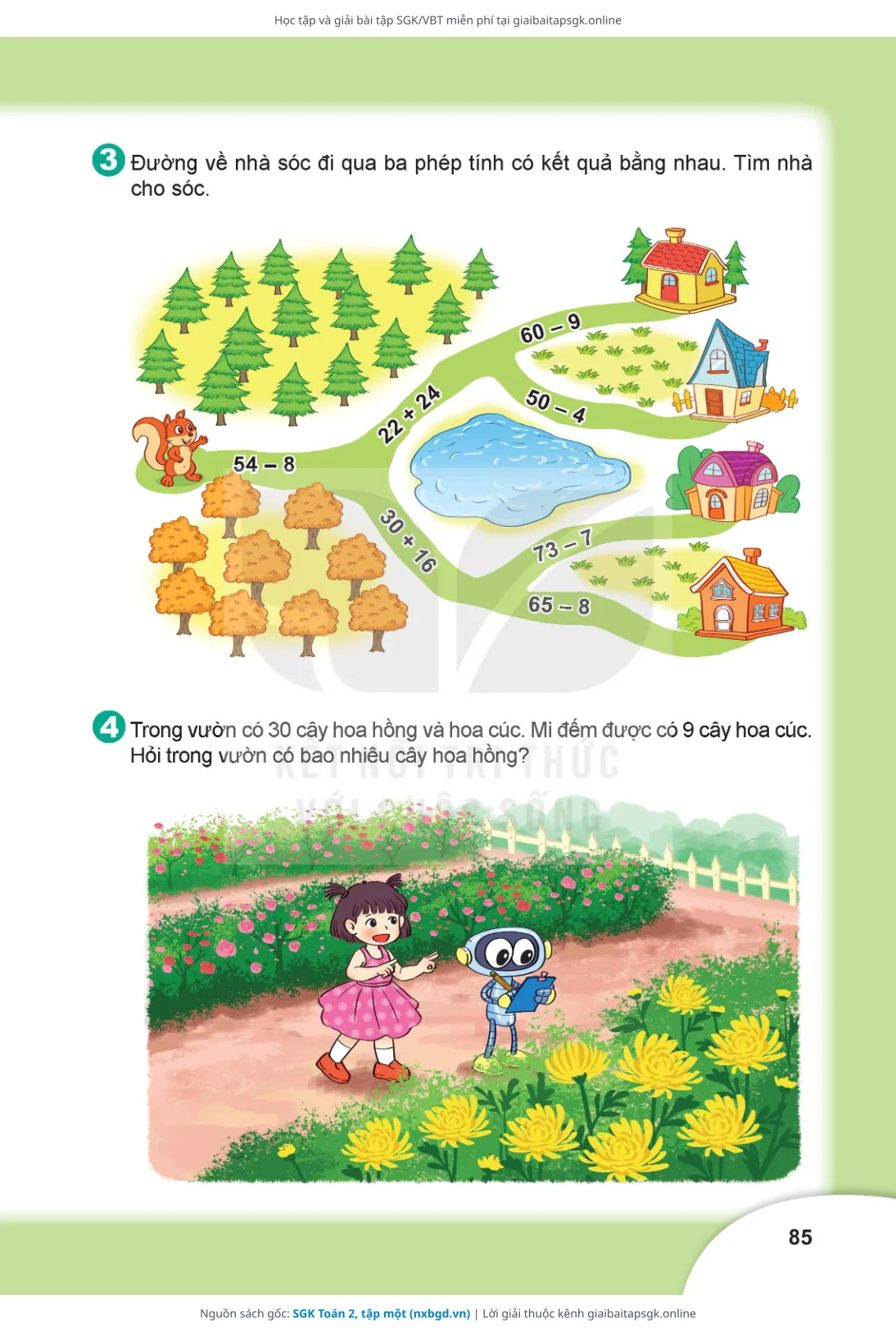Trang 85 sách giáo khoa SGK Toán 2, tập một thu nhỏ