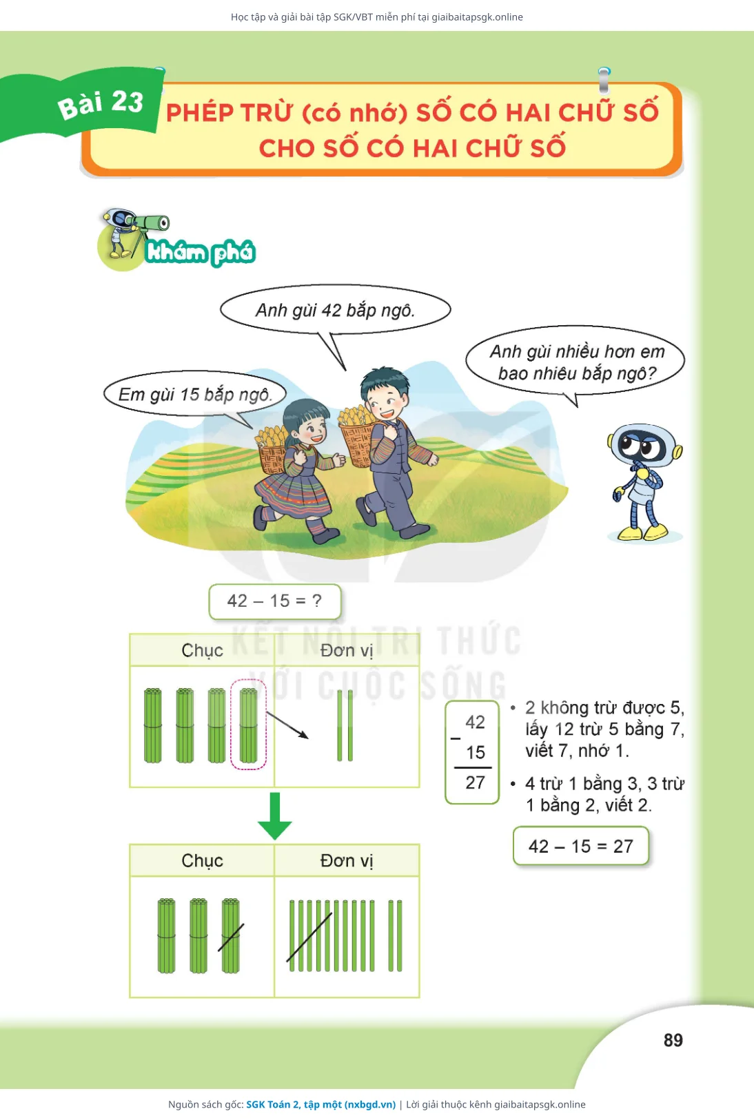 Trang 89 sách giáo khoa SGK Toán 2, tập một bản chuẩn