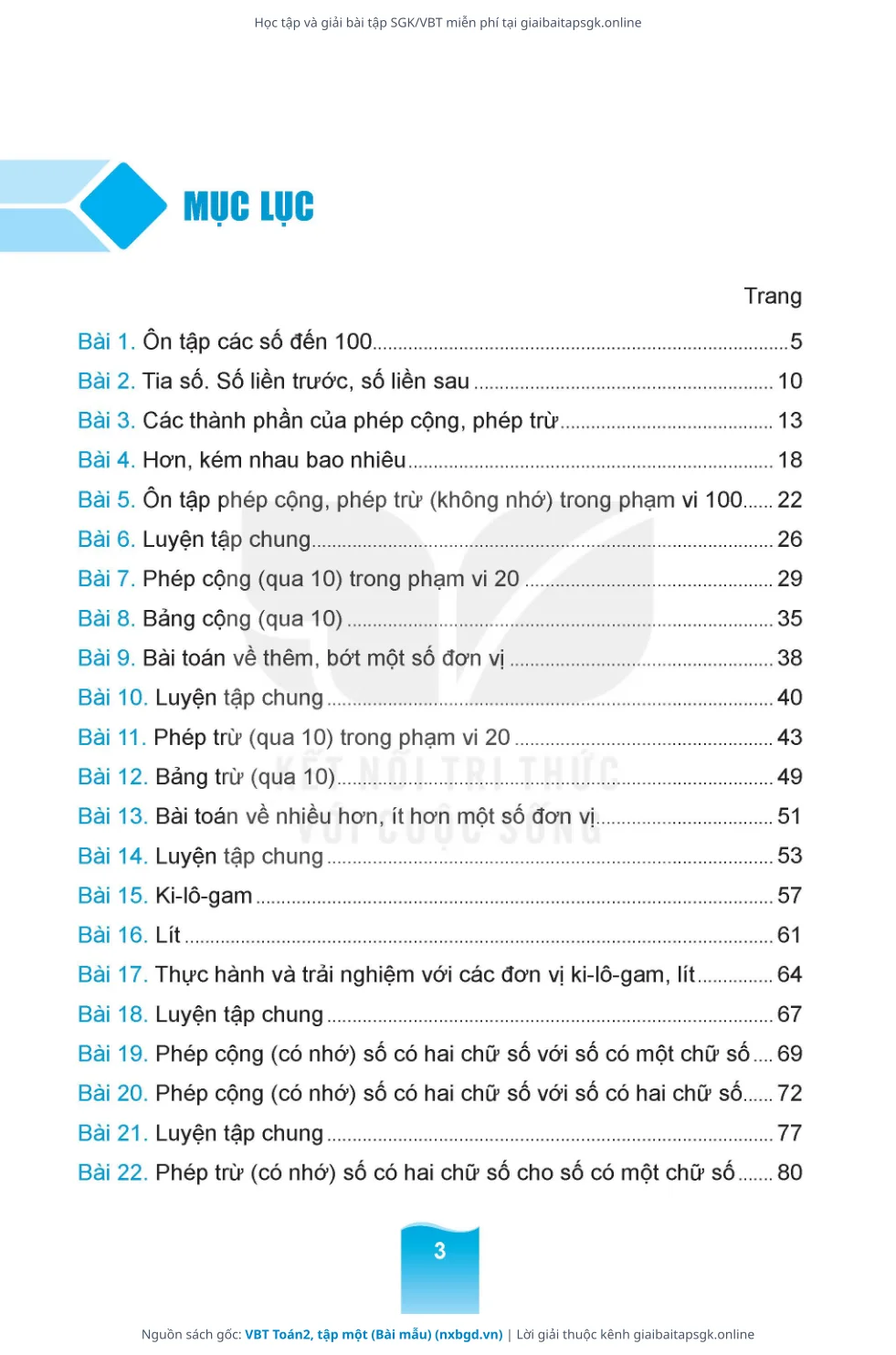 Trang 4 sách giáo khoa VBT Toán2, tập một (Bài mẫu) thu nhỏ