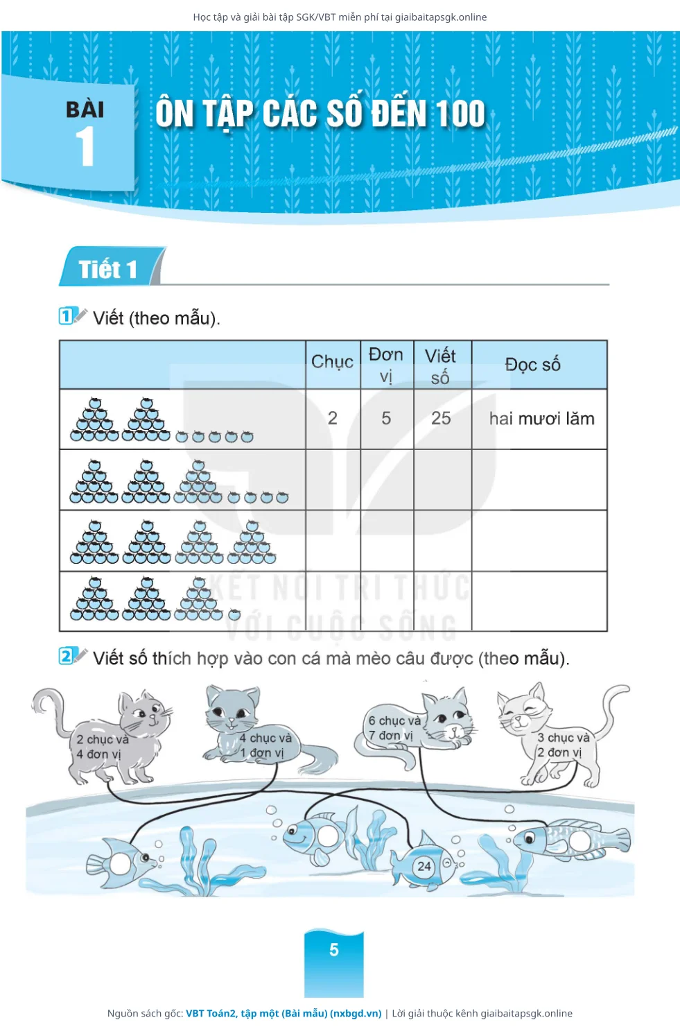 Trang 6 sách giáo khoa VBT Toán2, tập một (Bài mẫu) thu nhỏ