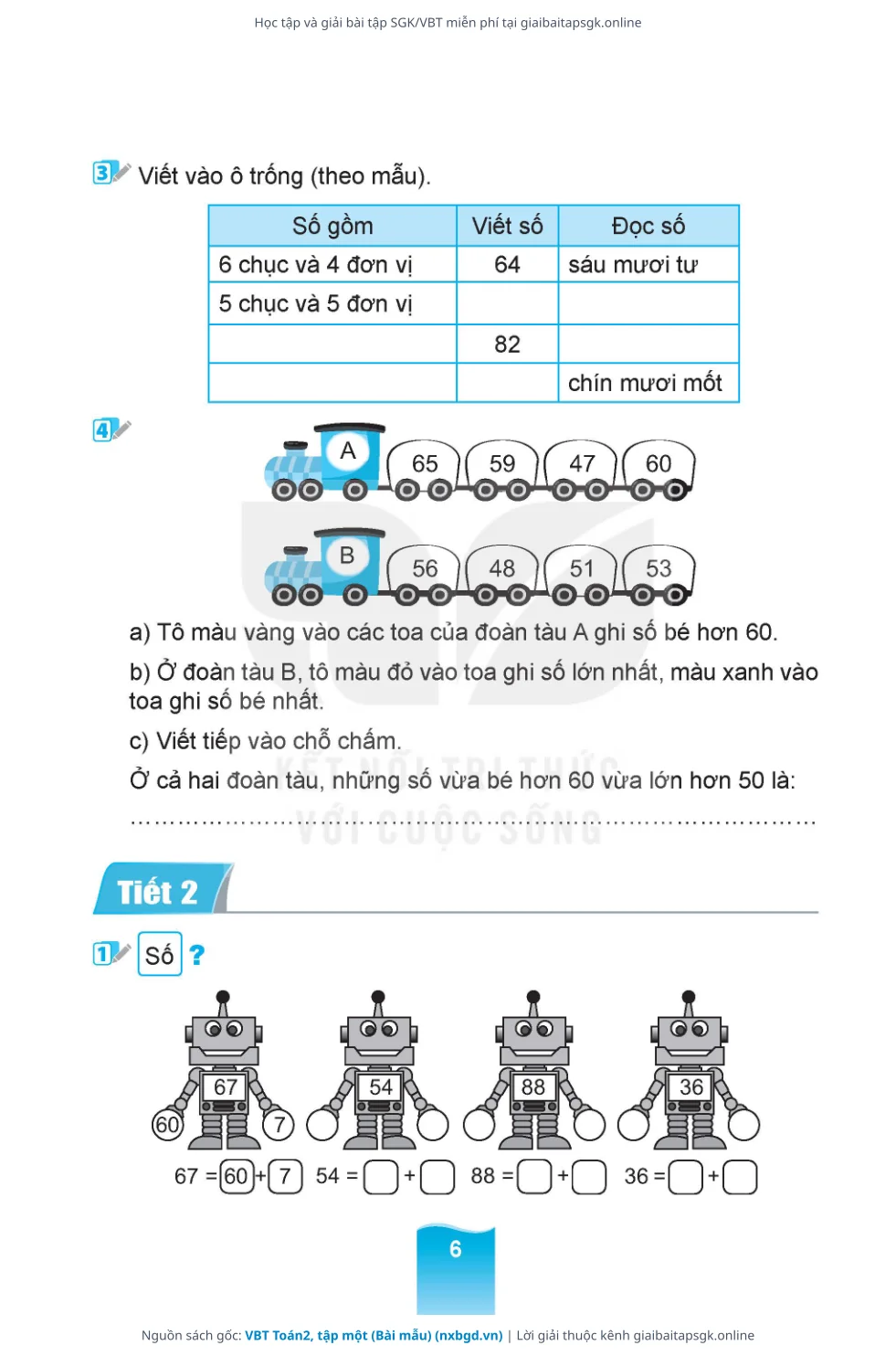 Trang 7 sách giáo khoa VBT Toán2, tập một (Bài mẫu) thu nhỏ