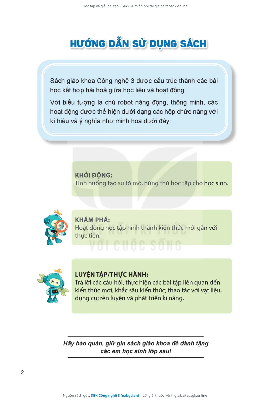 Trang 3 sách giáo khoa SGK Công nghệ 3 thu nhỏ