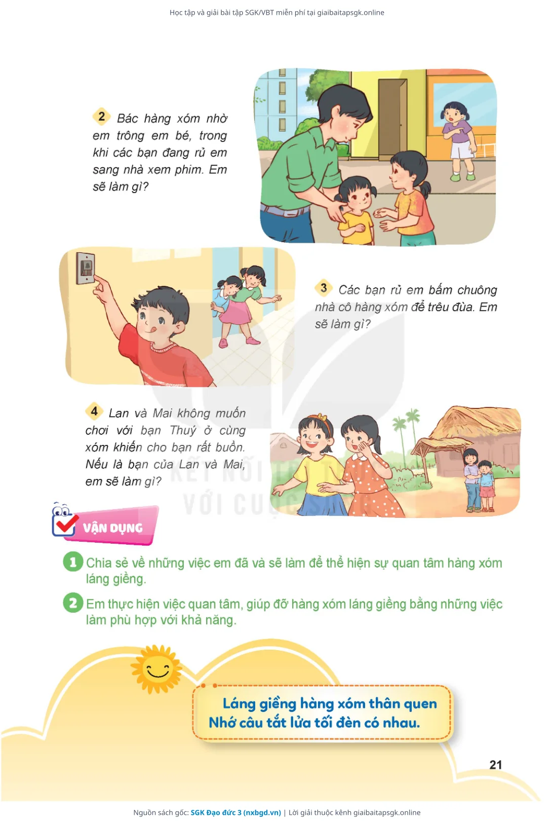 Trang 21 sách giáo khoa SGK Đạo đức 3 bản chuẩn