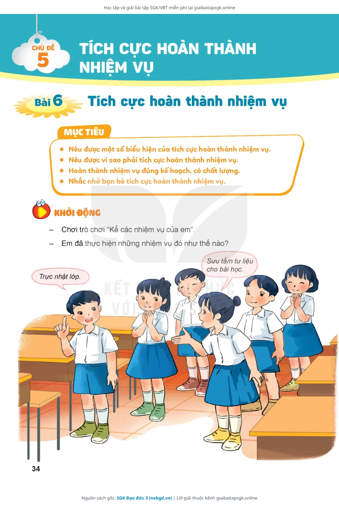 Trang 34 sách giáo khoa SGK Đạo đức 3 bản chuẩn
