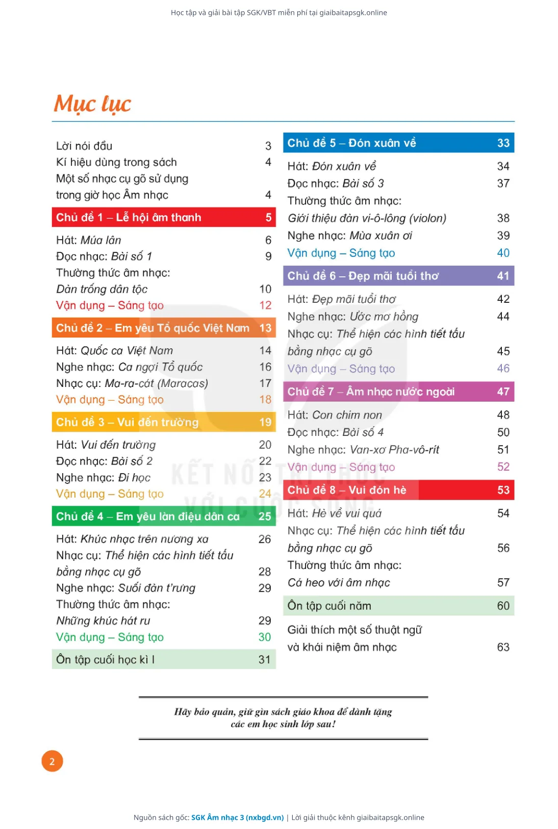 Trang 3 sách giáo khoa SGK Âm nhạc 3 thu nhỏ
