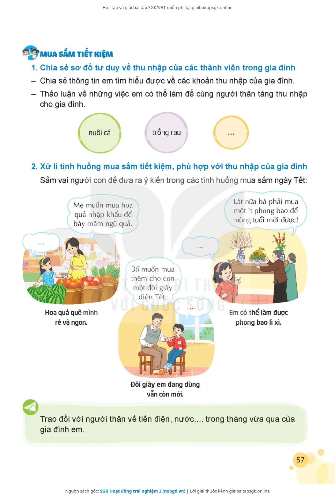 Trang 58 sách giáo khoa SGK Hoạt động trải nghiệm 3 thu nhỏ