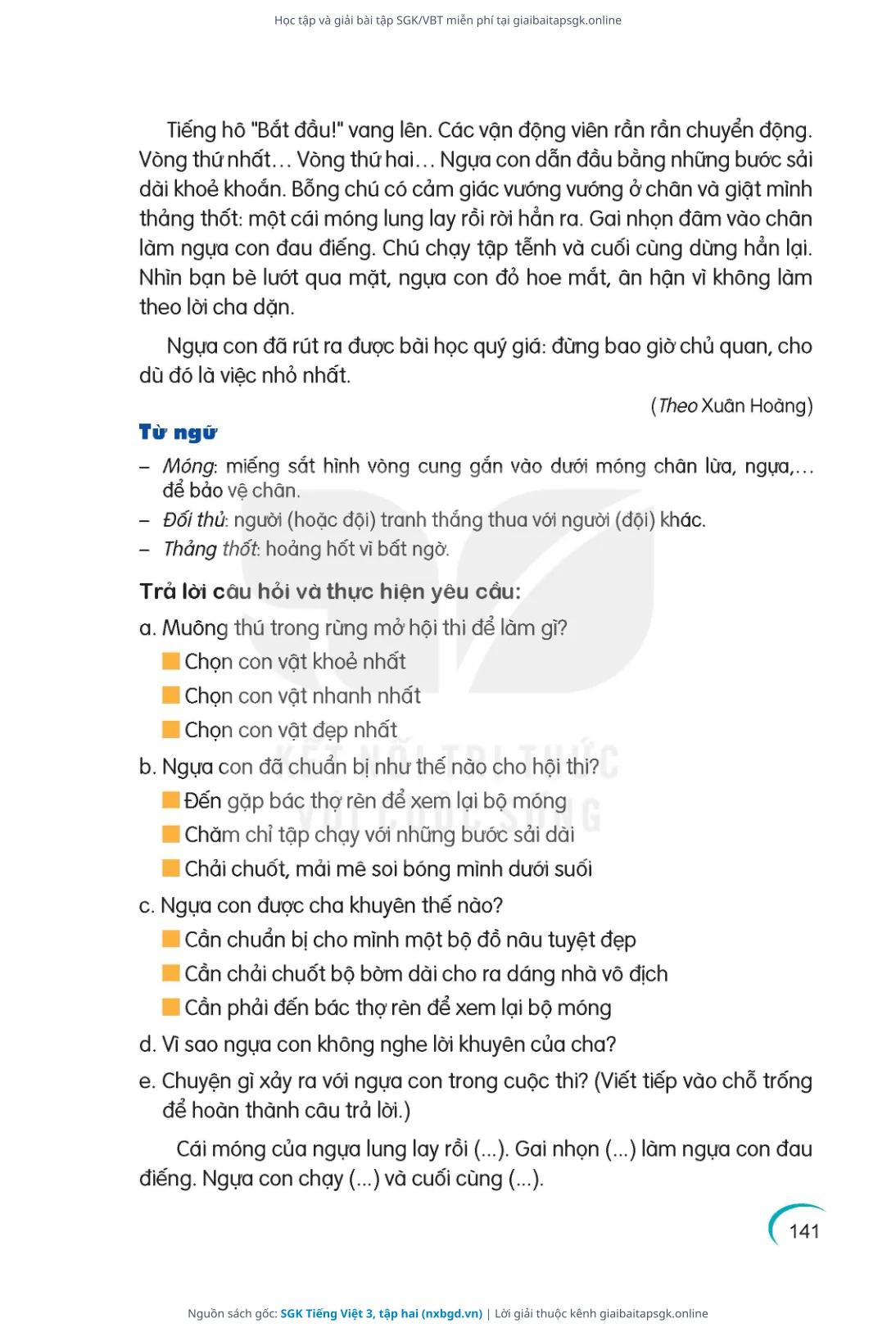 Trang 142 sách giáo khoa SGK Tiếng Việt 3, tập hai thu nhỏ