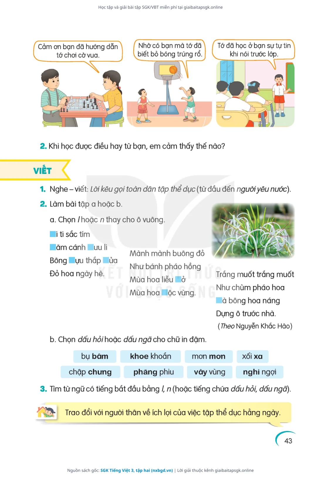 Trang 44 sách giáo khoa SGK Tiếng Việt 3, tập hai thu nhỏ