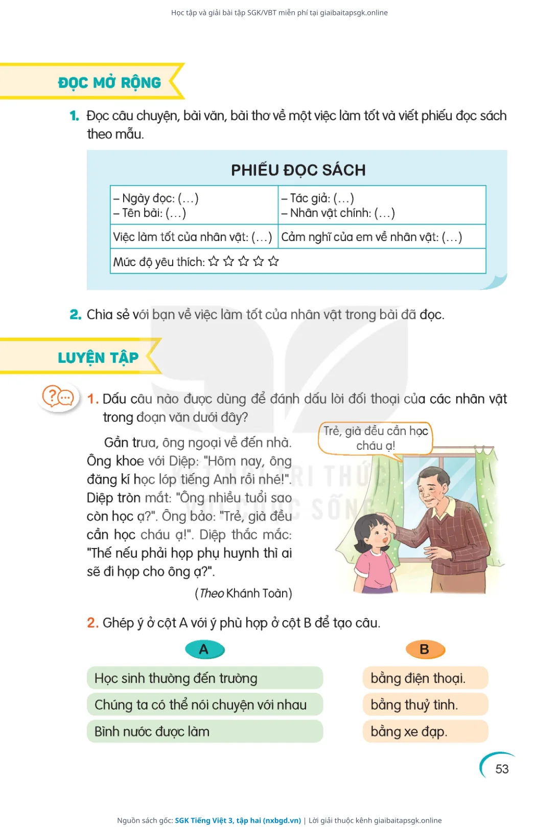 Trang 54 sách giáo khoa SGK Tiếng Việt 3, tập hai thu nhỏ