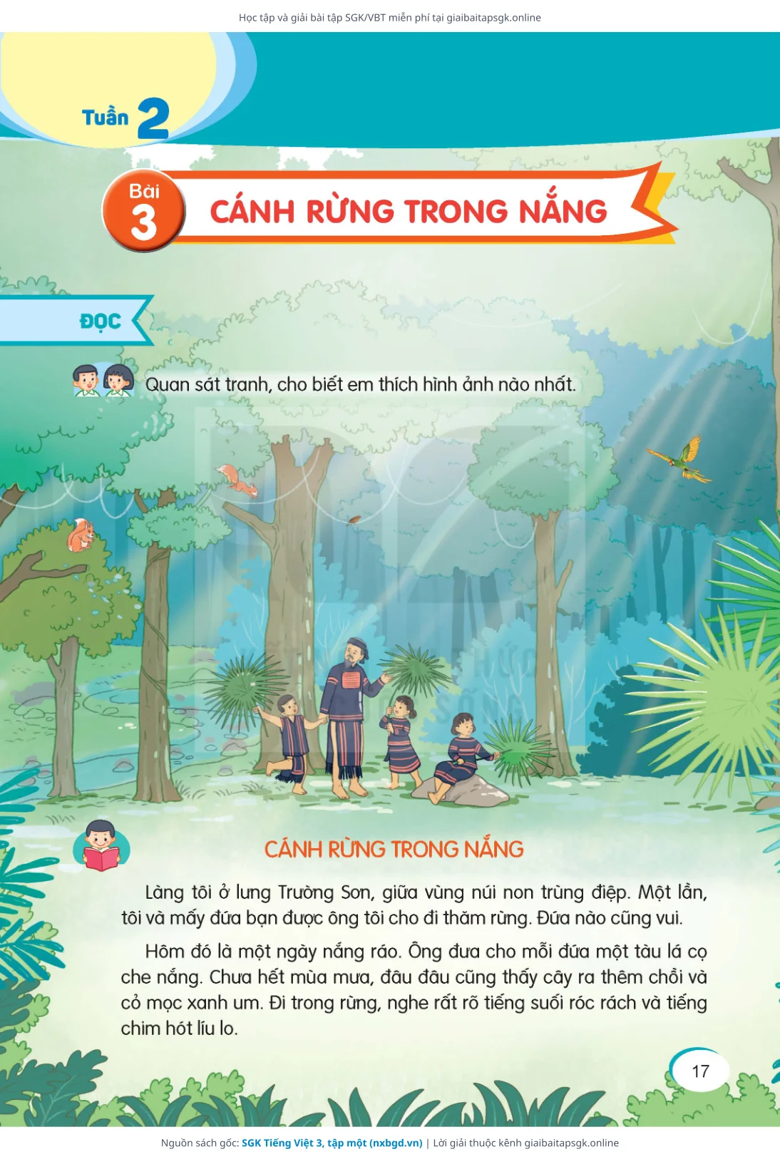Trang 17 sách giáo khoa SGK Tiếng Việt 3, tập một bản chuẩn