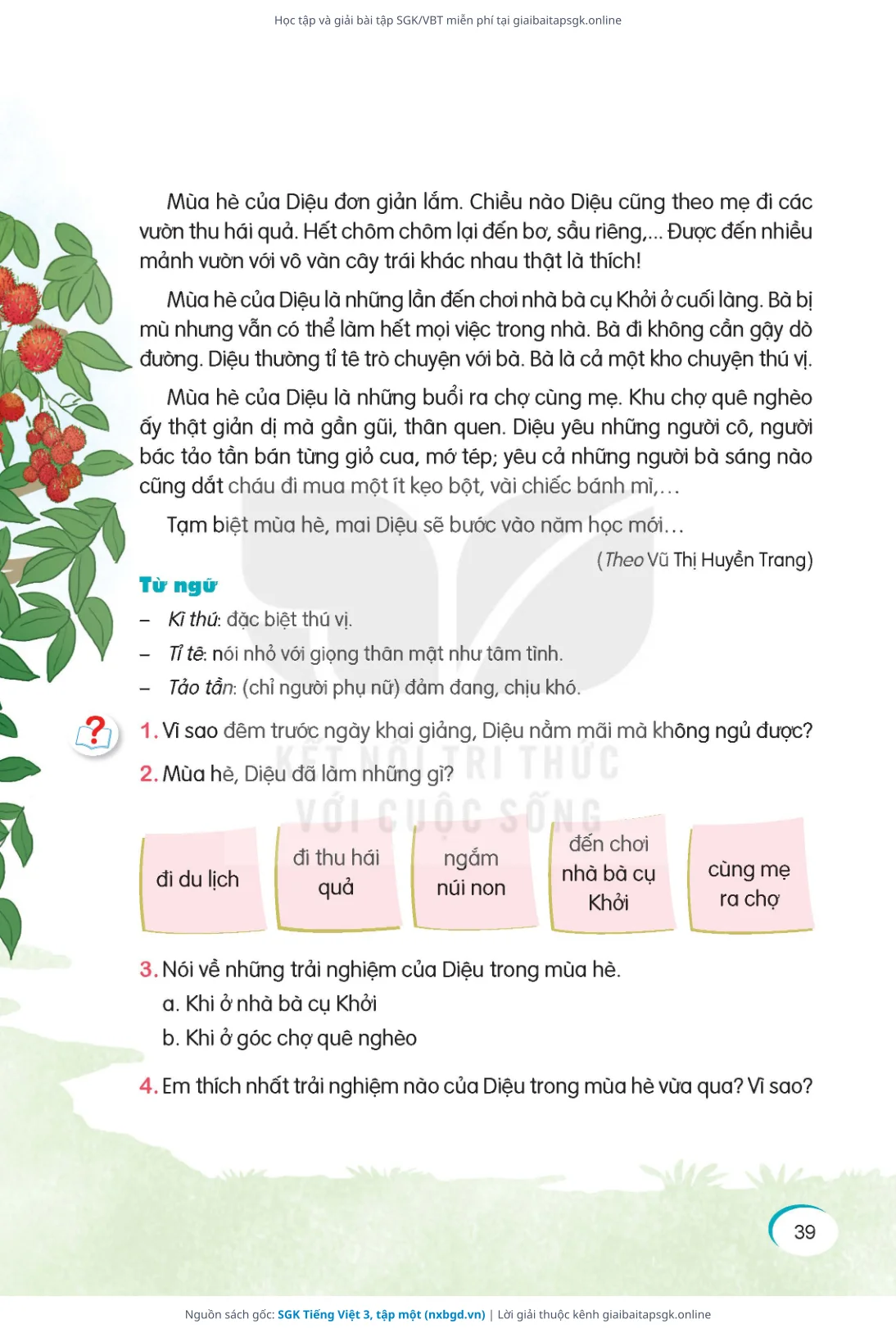 Trang 39 sách giáo khoa SGK Tiếng Việt 3, tập một thu nhỏ