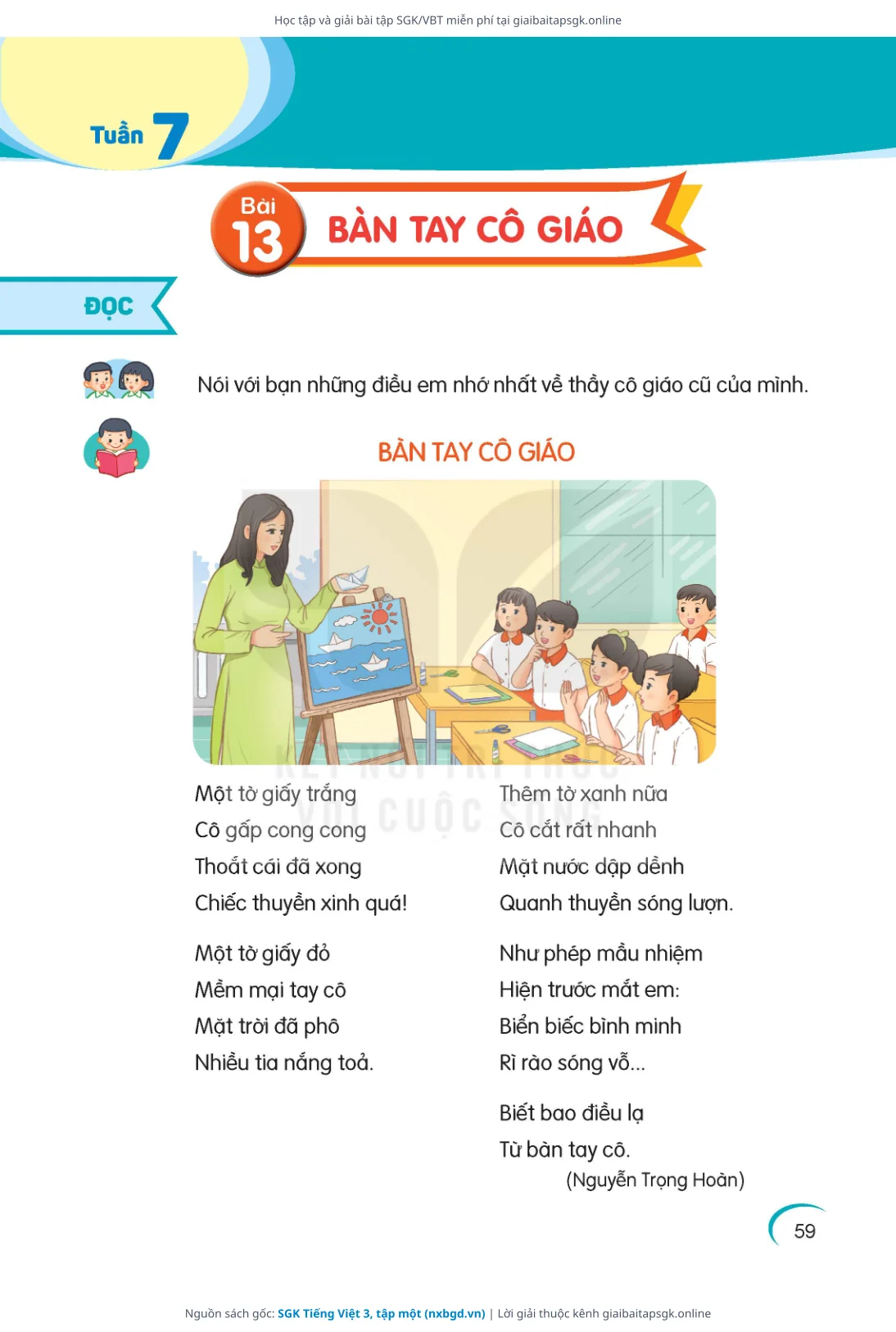 Trang 59 sách giáo khoa SGK Tiếng Việt 3, tập một bản chuẩn