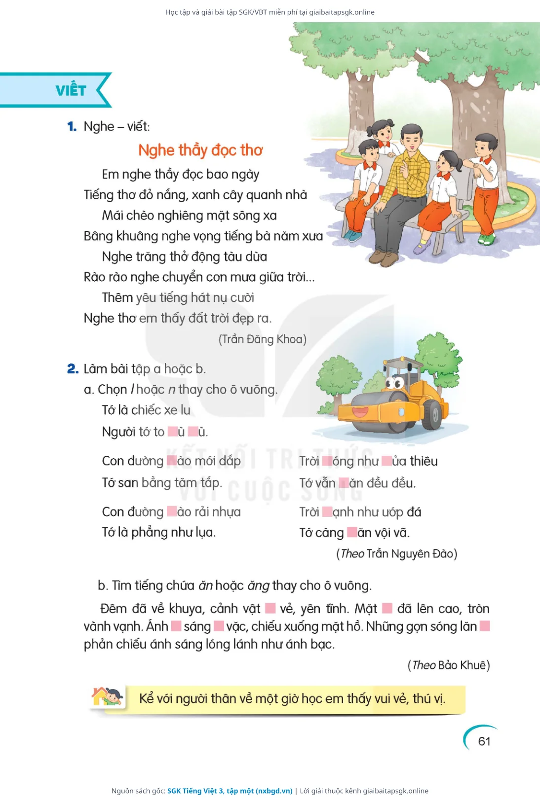 Trang 61 sách giáo khoa SGK Tiếng Việt 3, tập một bản chuẩn