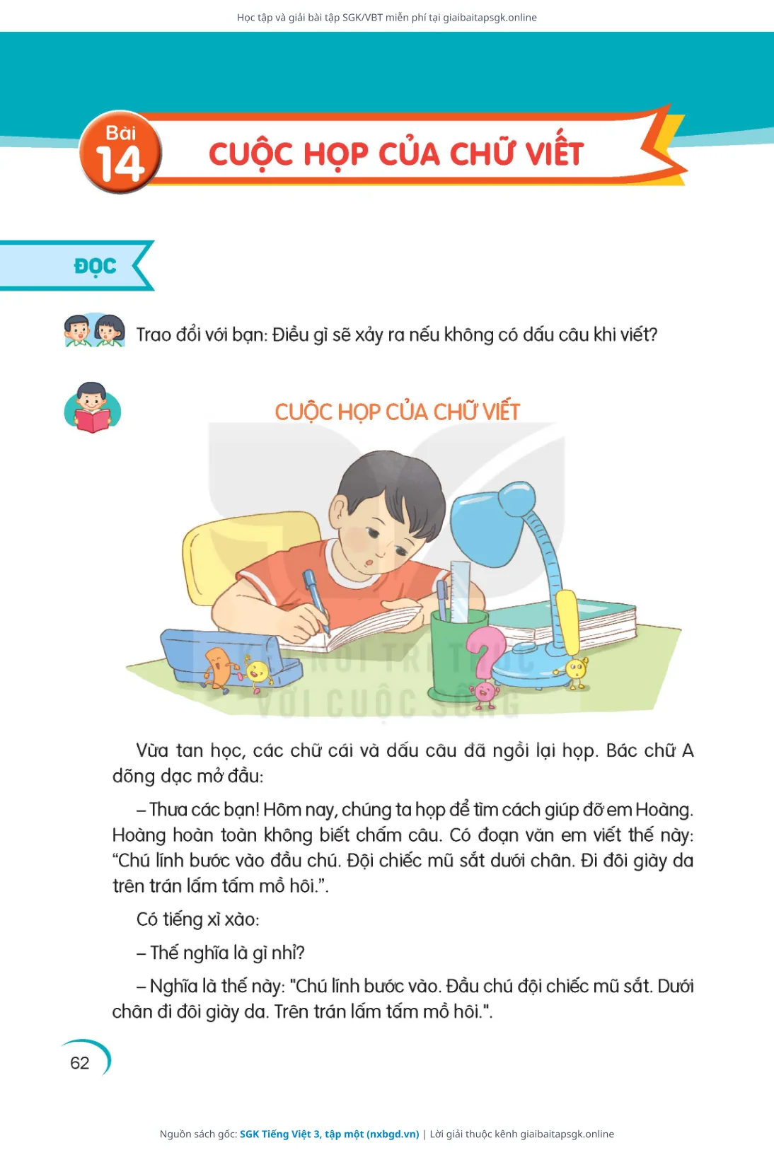 Trang 62 sách giáo khoa SGK Tiếng Việt 3, tập một bản chuẩn
