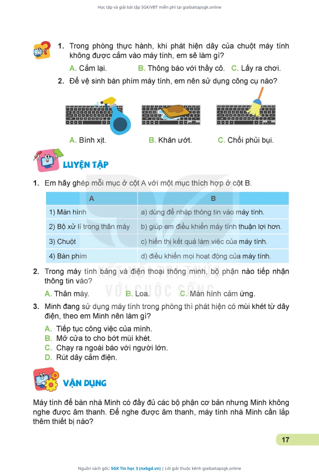 Trang 18 sách giáo khoa SGK Tin học 3 bản chuẩn