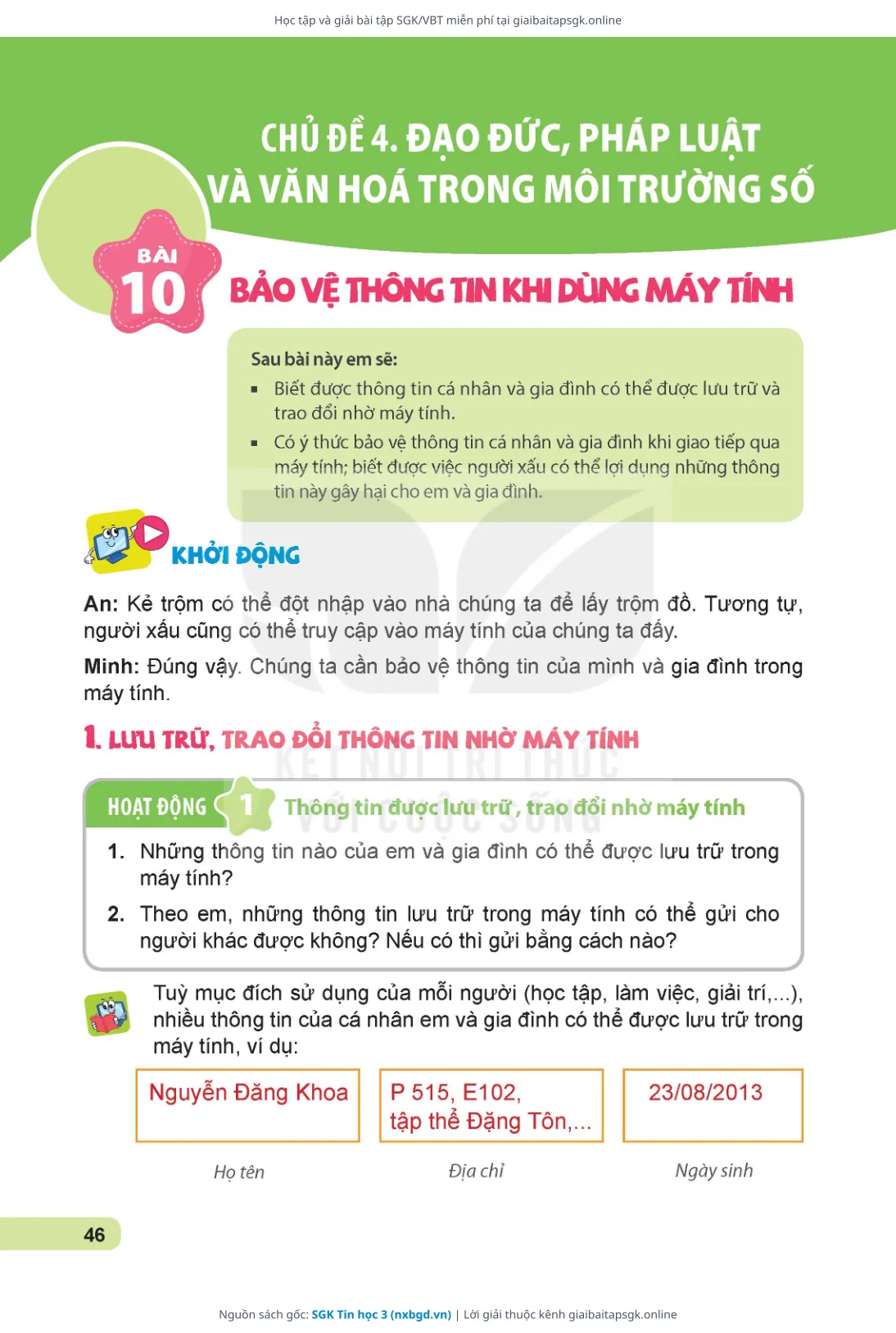 Trang 47 sách giáo khoa SGK Tin học 3 thu nhỏ