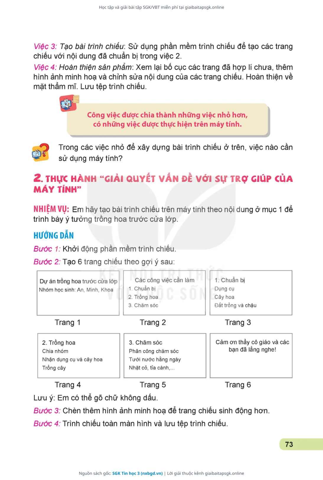 Trang 74 sách giáo khoa SGK Tin học 3 thu nhỏ