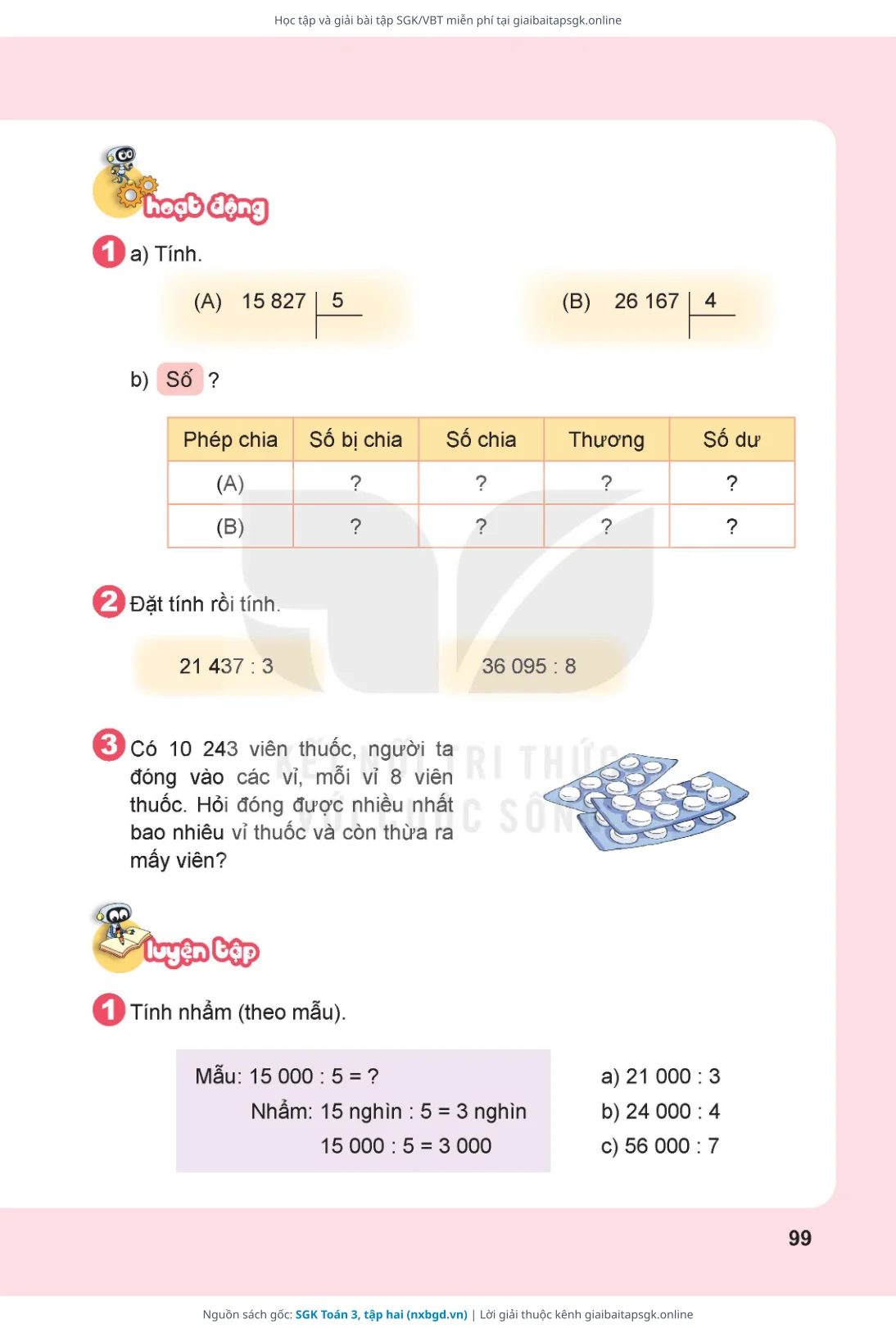 Trang 100 sách giáo khoa SGK Toán 3, tập hai thu nhỏ