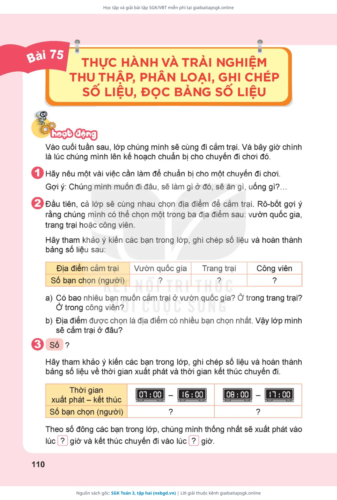 Trang 110 sách giáo khoa SGK Toán 3, tập hai bản chuẩn