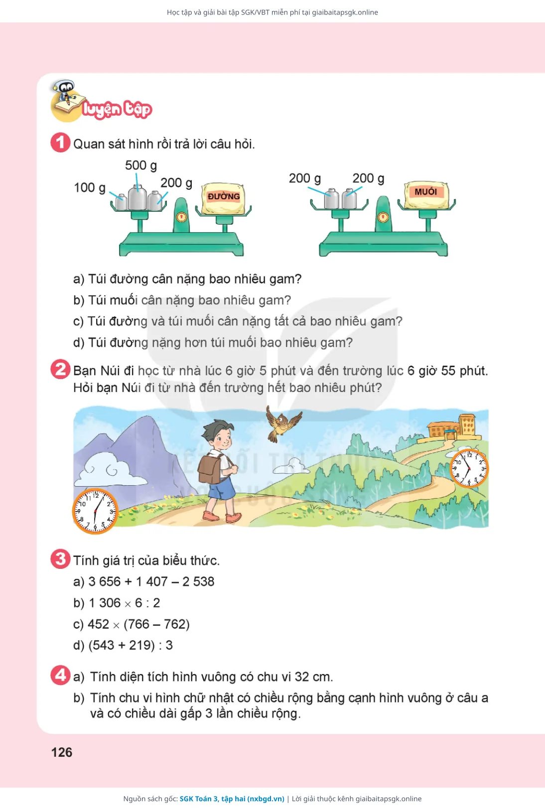 Trang 127 sách giáo khoa SGK Toán 3, tập hai thu nhỏ