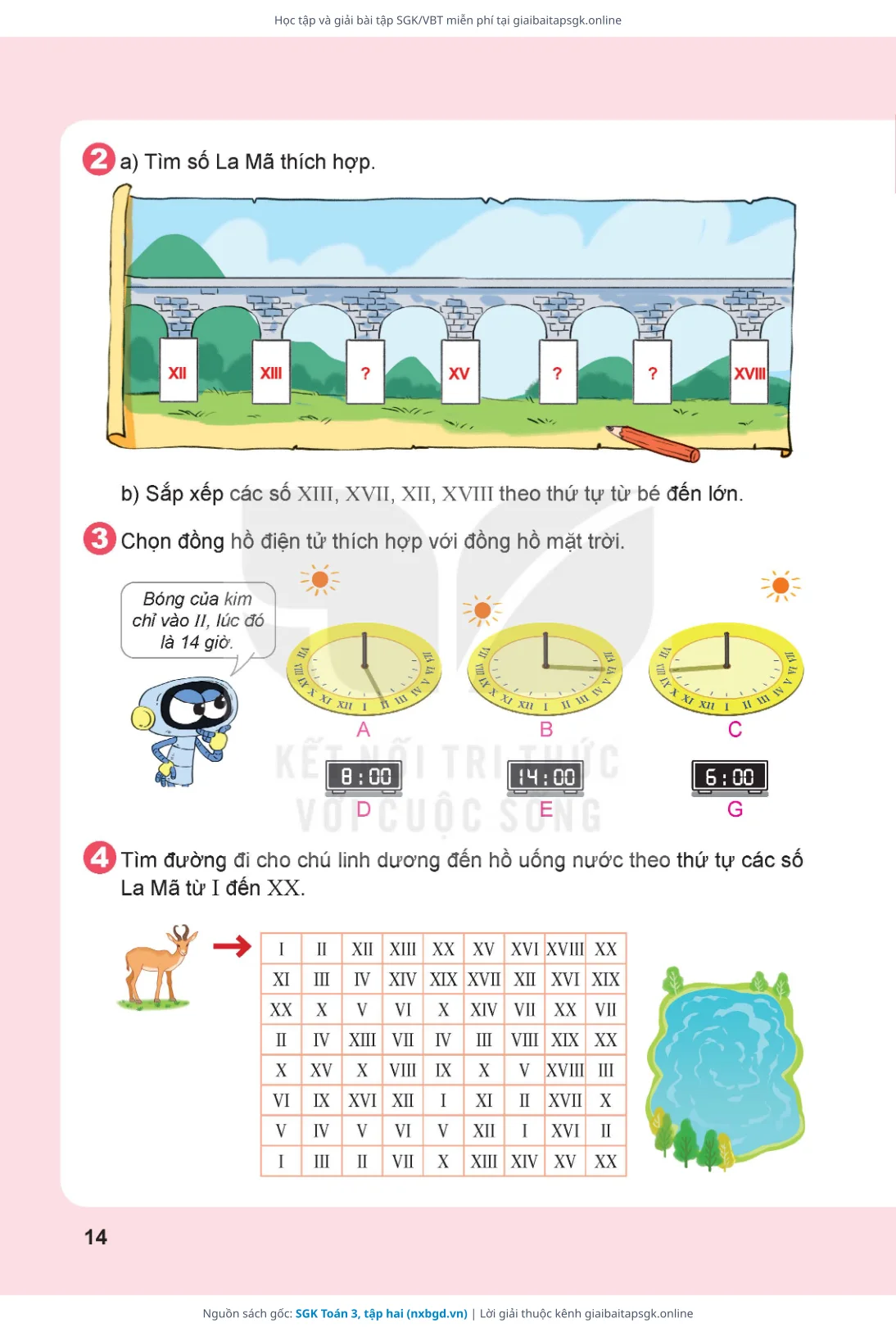 Trang 14 sách giáo khoa SGK Toán 3, tập hai bản chuẩn
