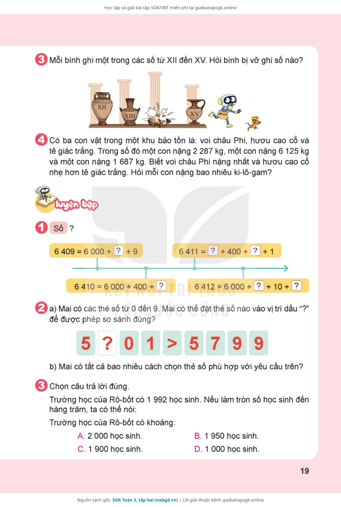 Trang 20 sách giáo khoa SGK Toán 3, tập hai thu nhỏ