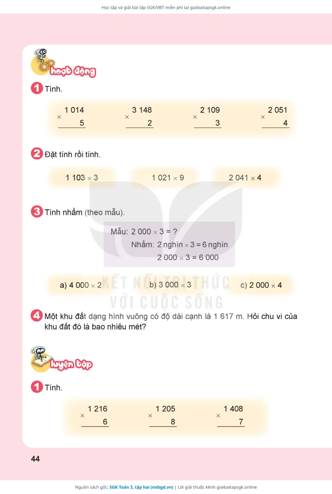 Trang 45 sách giáo khoa SGK Toán 3, tập hai thu nhỏ