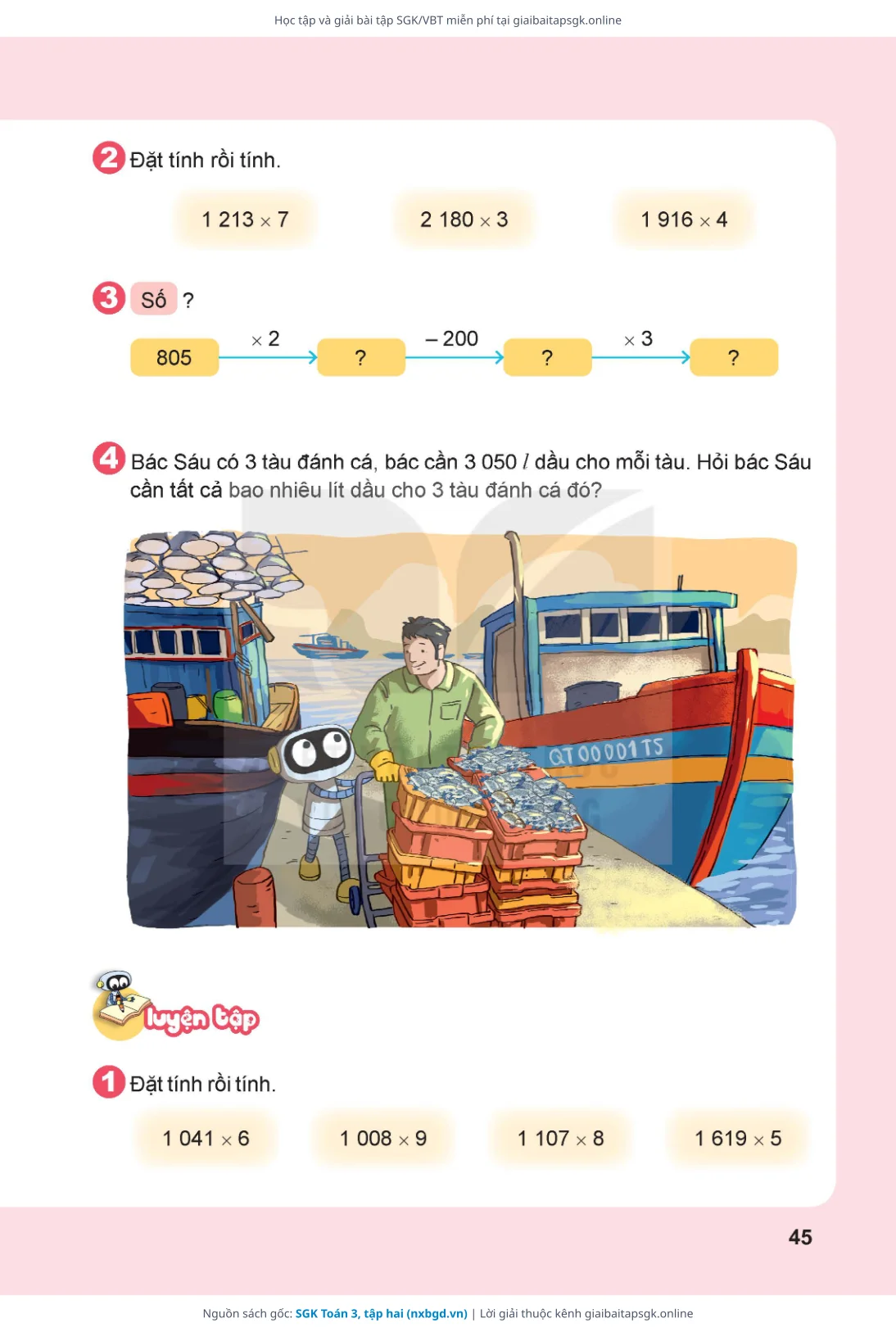 Trang 46 sách giáo khoa SGK Toán 3, tập hai thu nhỏ