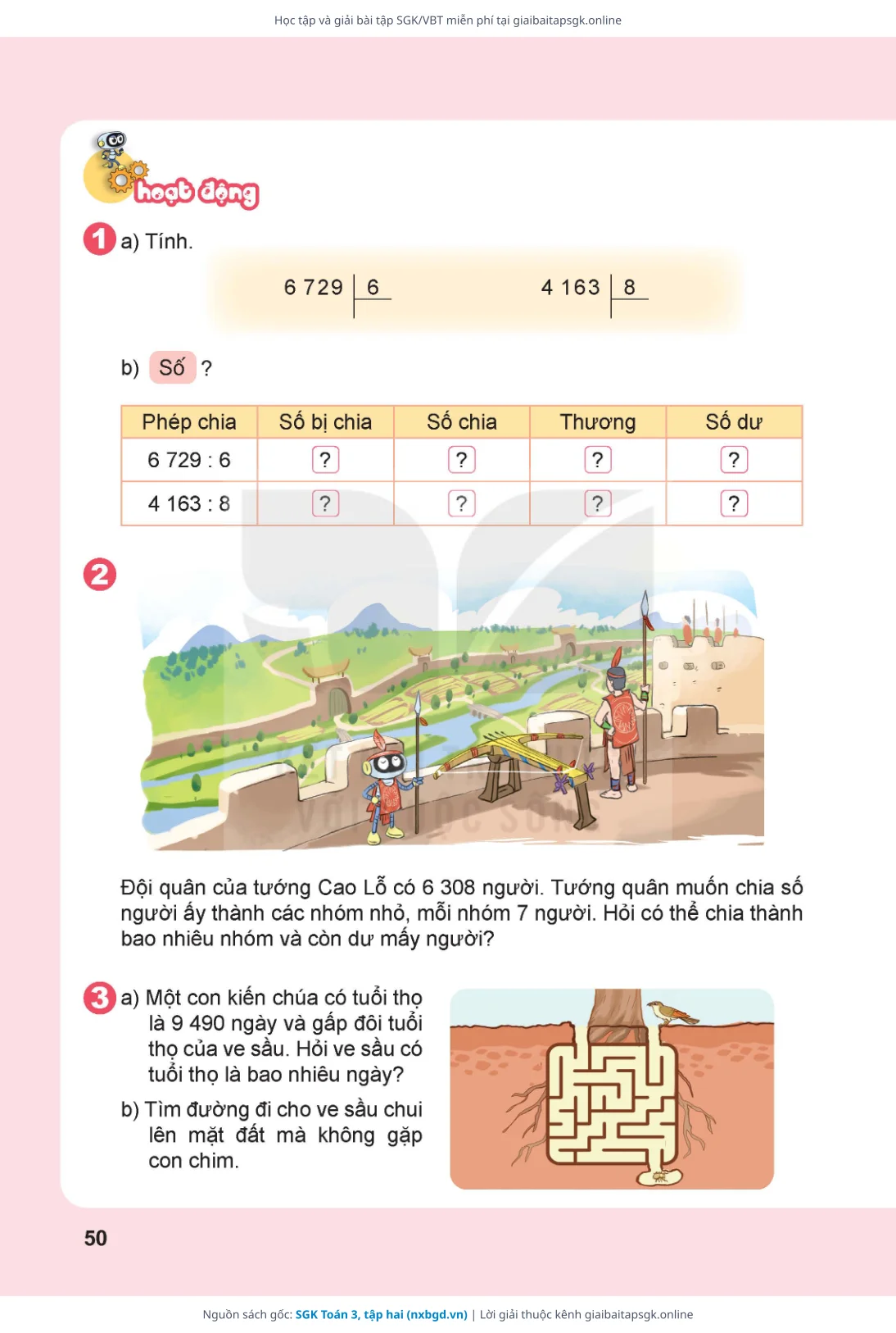 Trang 51 sách giáo khoa SGK Toán 3, tập hai thu nhỏ
