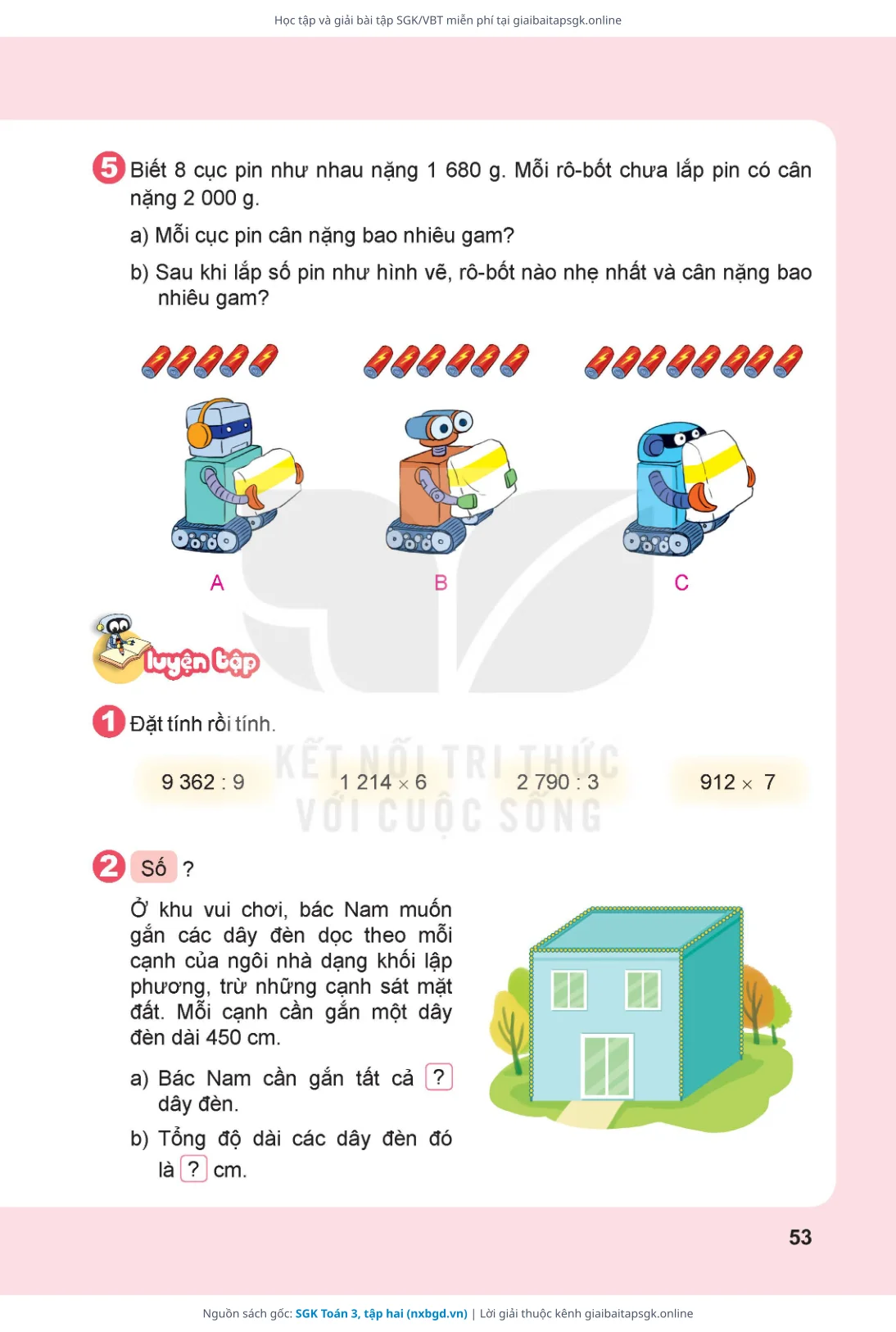 Trang 54 sách giáo khoa SGK Toán 3, tập hai thu nhỏ