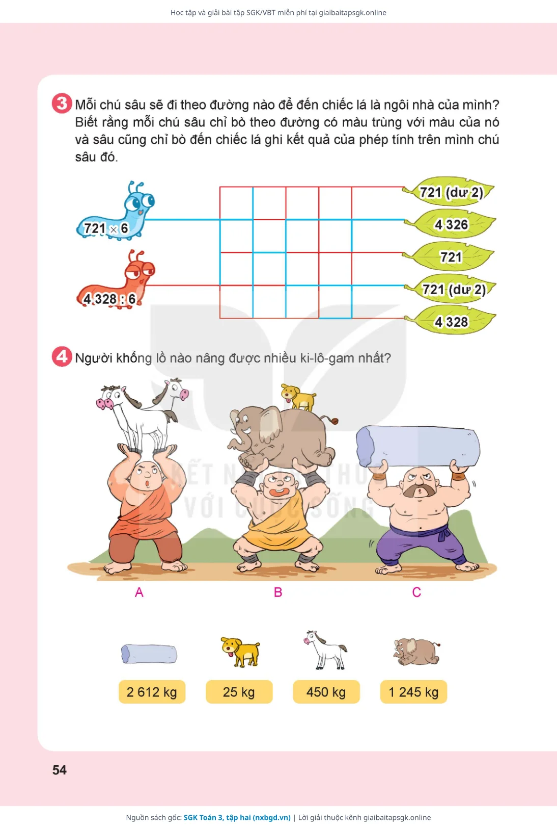Trang 55 sách giáo khoa SGK Toán 3, tập hai thu nhỏ