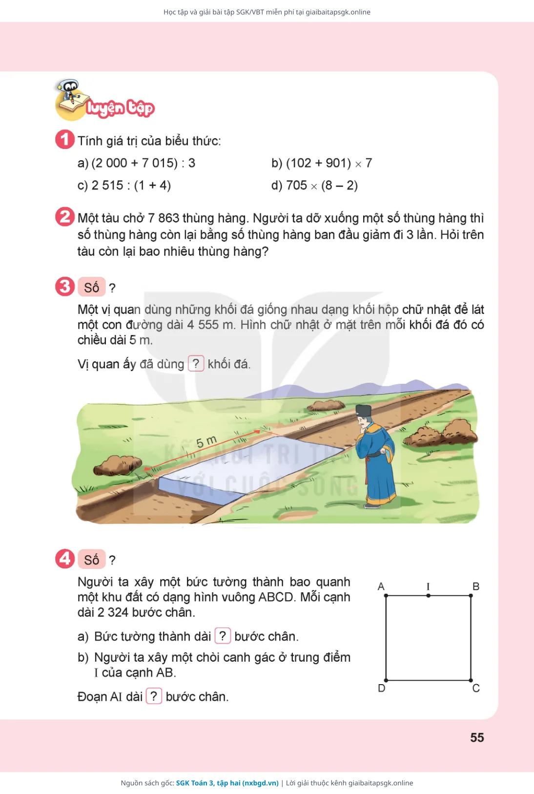 Trang 56 sách giáo khoa SGK Toán 3, tập hai thu nhỏ