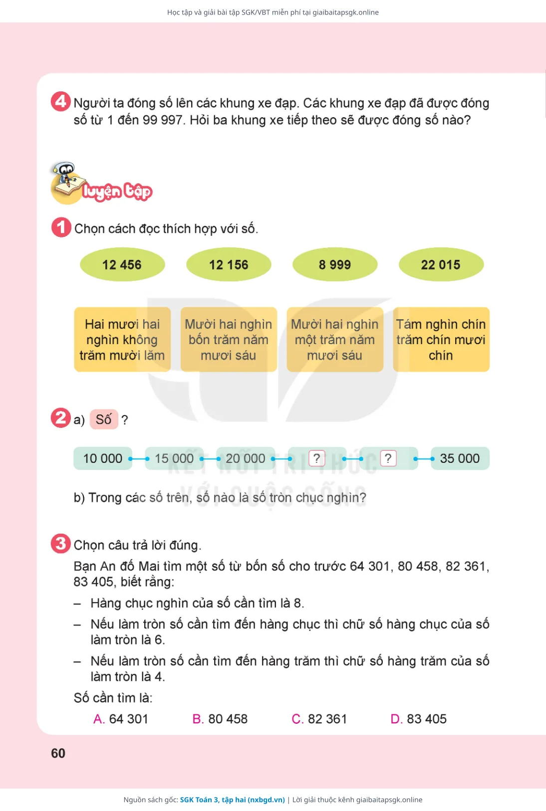 Trang 61 sách giáo khoa SGK Toán 3, tập hai thu nhỏ