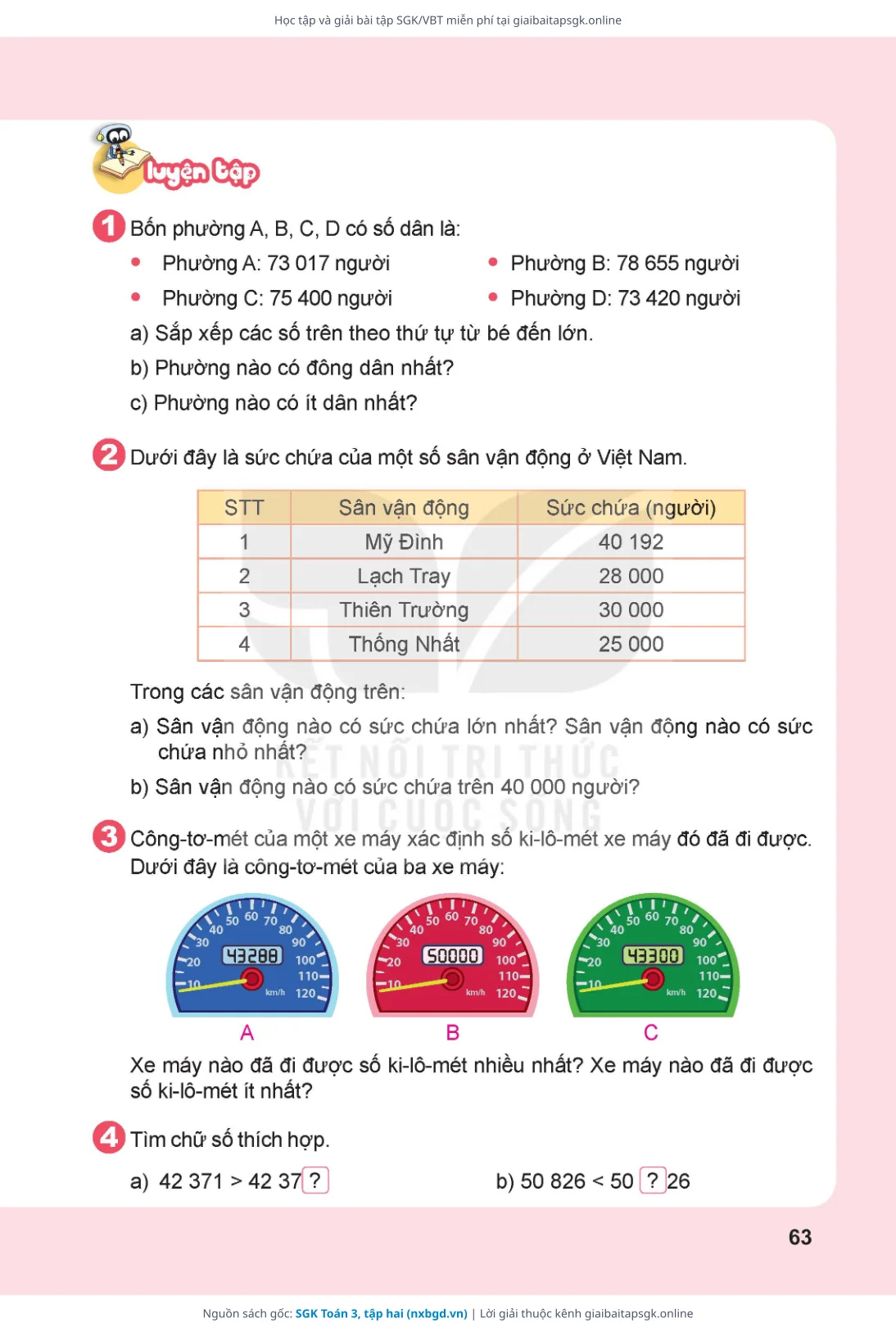 Trang 64 sách giáo khoa SGK Toán 3, tập hai thu nhỏ