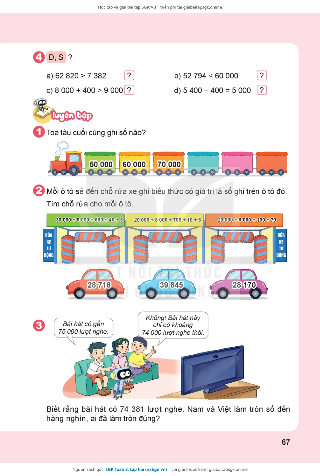 Trang 68 sách giáo khoa SGK Toán 3, tập hai thu nhỏ