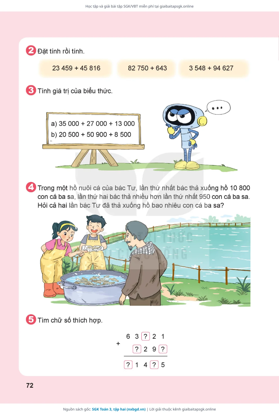 Trang 73 sách giáo khoa SGK Toán 3, tập hai thu nhỏ