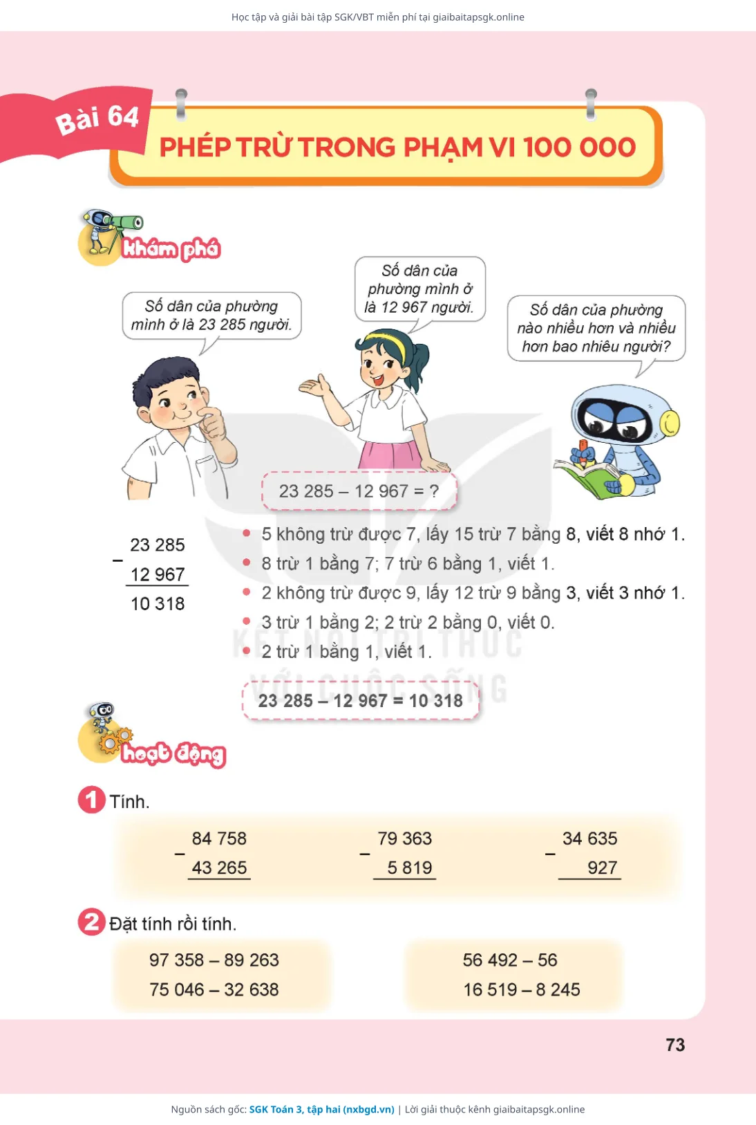 Trang 74 sách giáo khoa SGK Toán 3, tập hai thu nhỏ