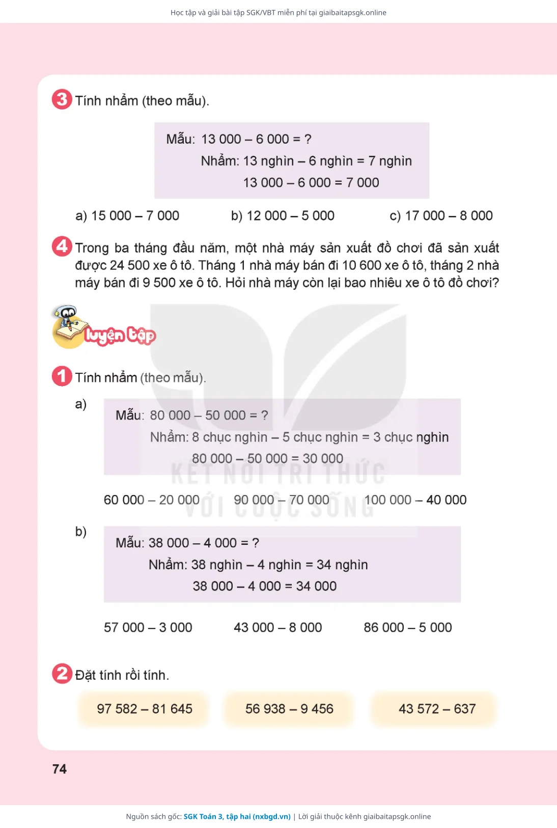 Trang 75 sách giáo khoa SGK Toán 3, tập hai thu nhỏ