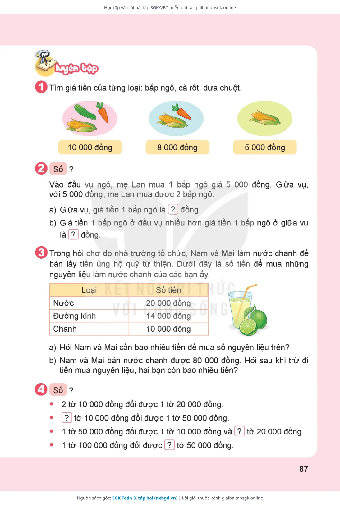 Trang 88 sách giáo khoa SGK Toán 3, tập hai thu nhỏ