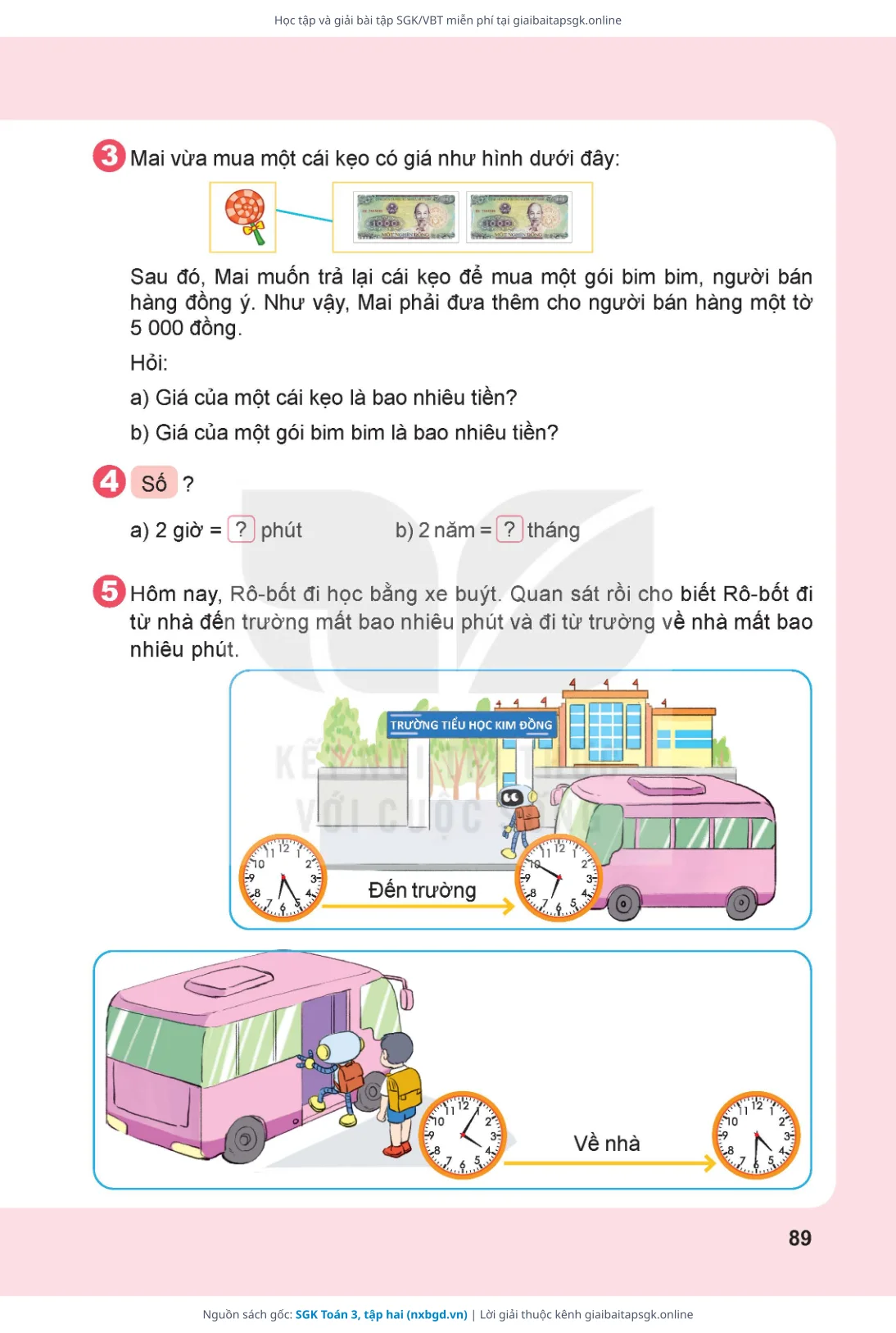 Trang 90 sách giáo khoa SGK Toán 3, tập hai thu nhỏ