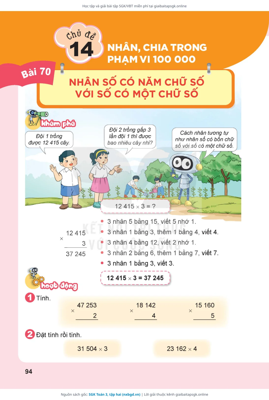 Trang 95 sách giáo khoa SGK Toán 3, tập hai thu nhỏ