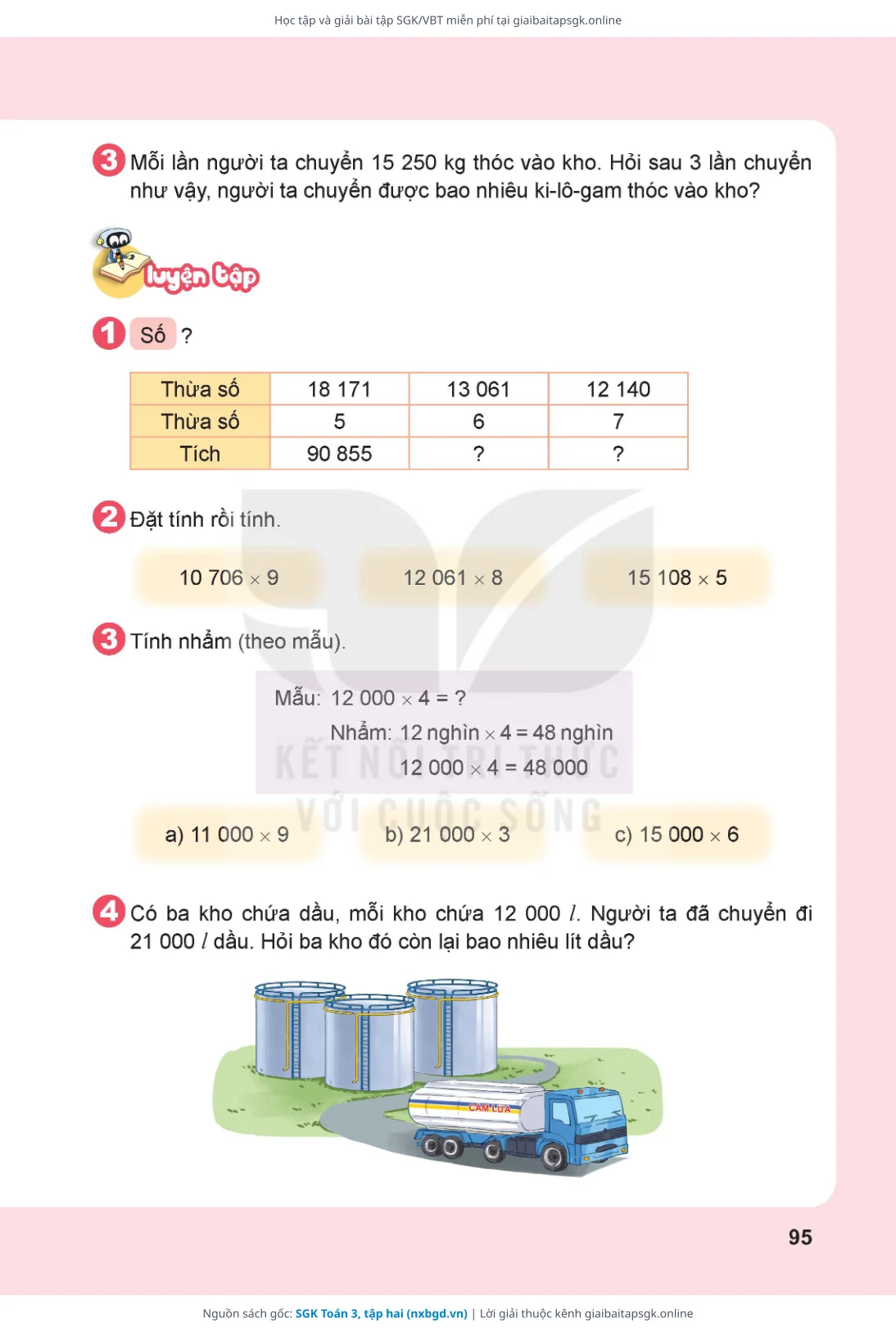 Trang 96 sách giáo khoa SGK Toán 3, tập hai thu nhỏ