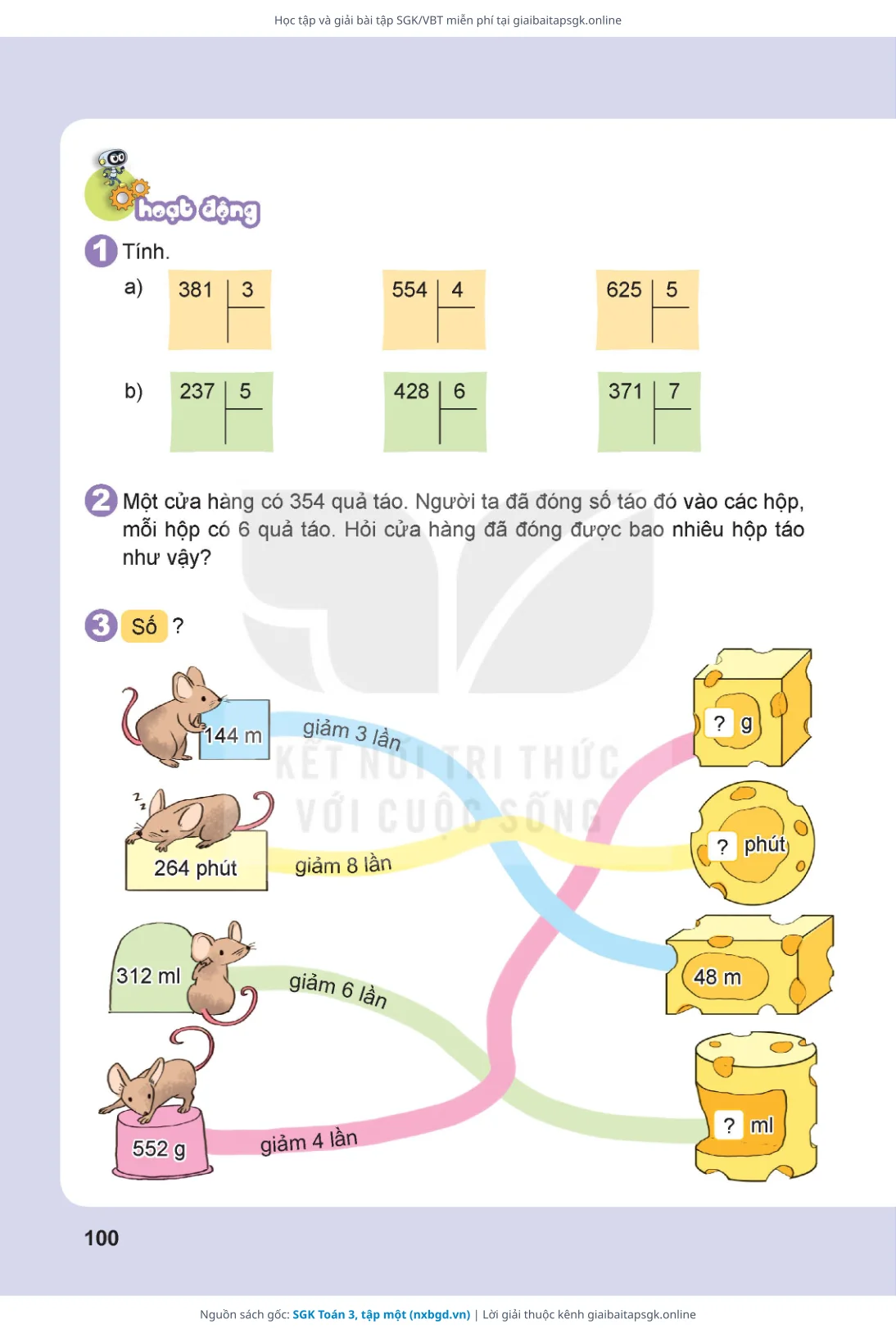 Trang 101 sách giáo khoa SGK Toán 3, tập một thu nhỏ