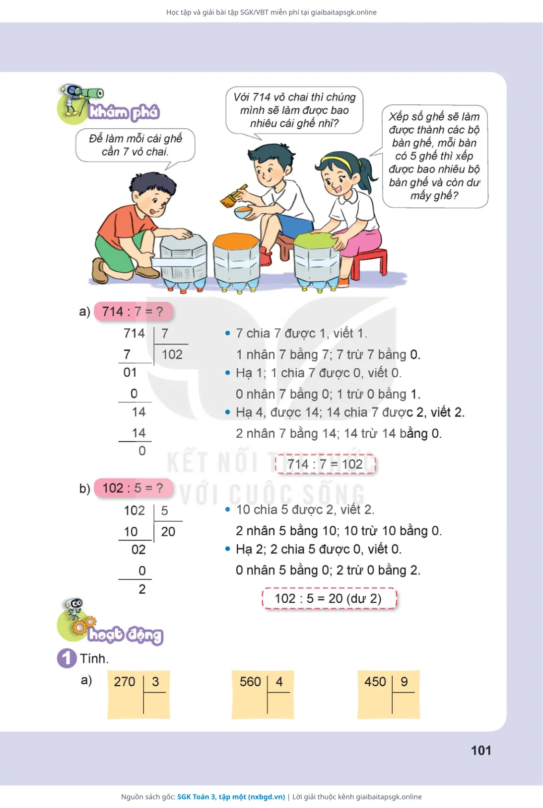 Trang 102 sách giáo khoa SGK Toán 3, tập một thu nhỏ