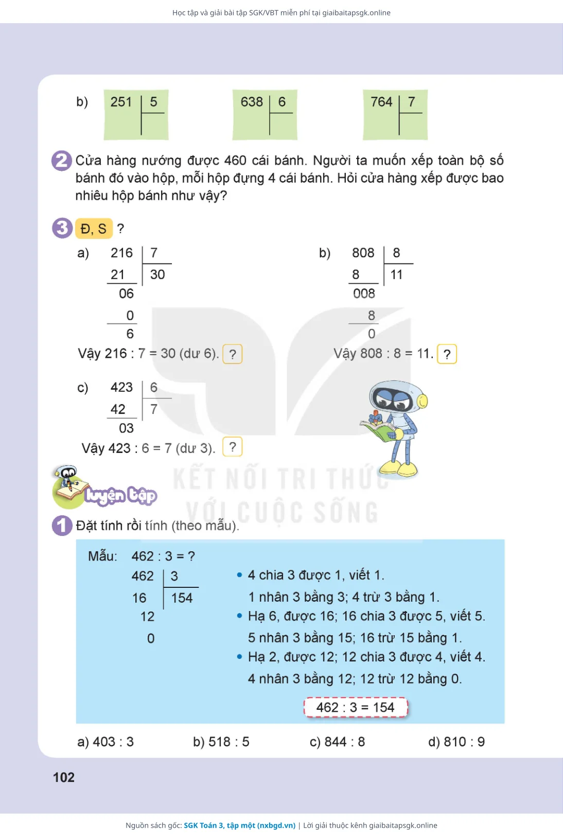 Trang 103 sách giáo khoa SGK Toán 3, tập một thu nhỏ