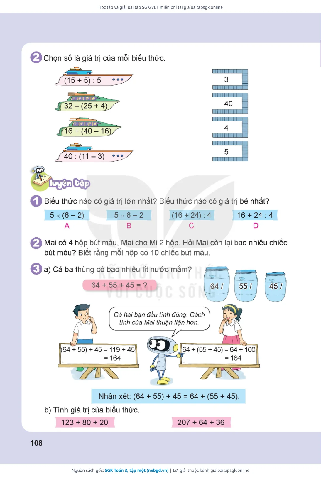Trang 109 sách giáo khoa SGK Toán 3, tập một thu nhỏ