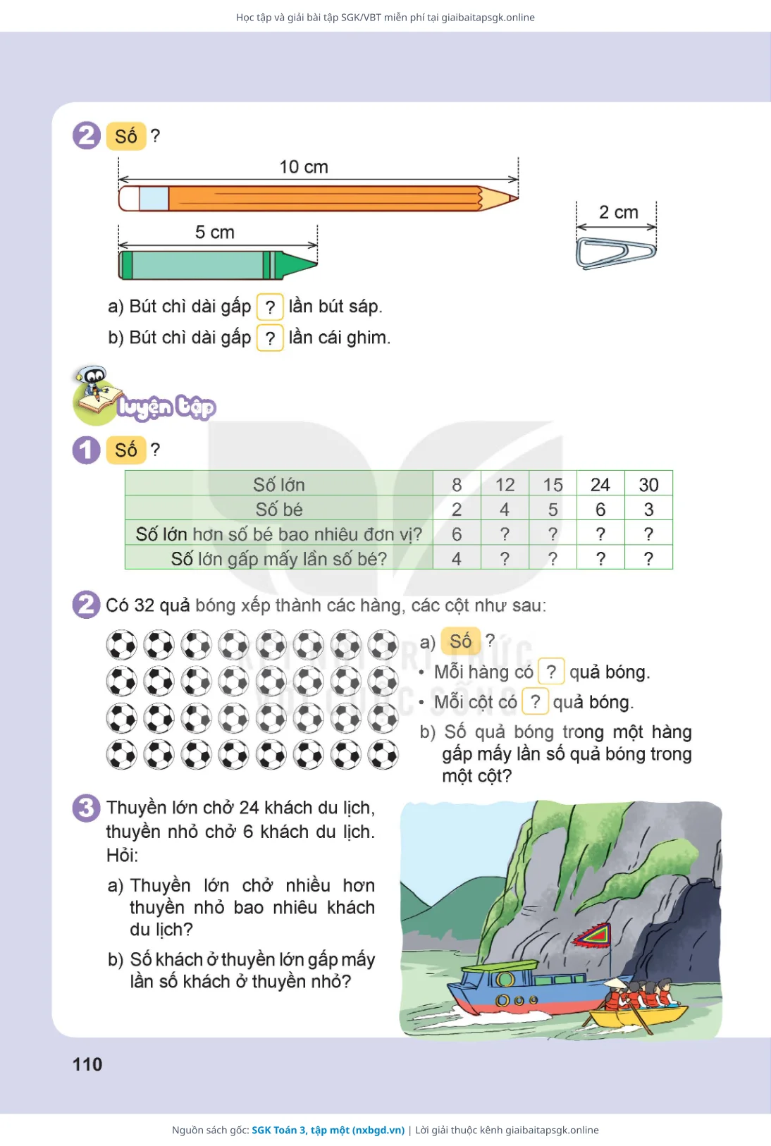 Trang 111 sách giáo khoa SGK Toán 3, tập một thu nhỏ